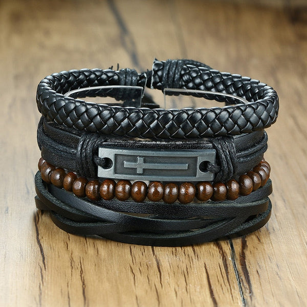 Pulseira Tribal de Couro - 4584