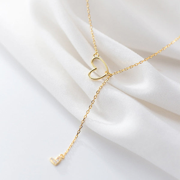 Colar Dourado Coração e Pingente