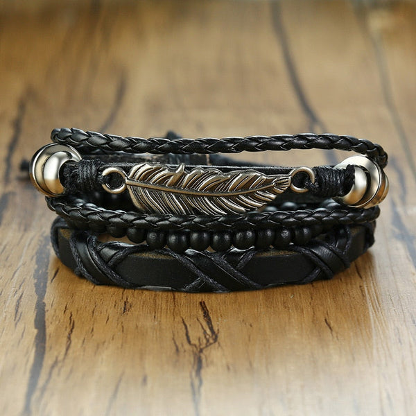 Pulseira Tribal de Couro - 4579