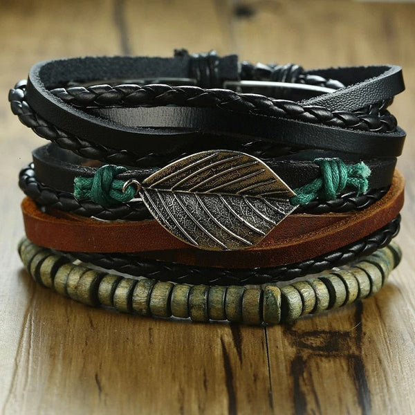 Pulseira Tribal de Couro - 4591