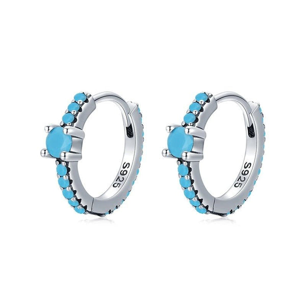 Brinco Argola Turquesa Prata