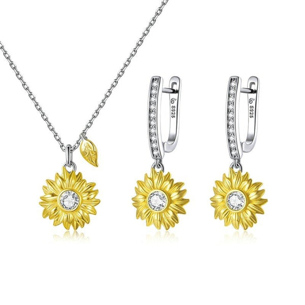 Conjunto Colar e Brincos de Girassol